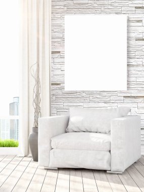 Modern iç boş çerçeve ile. 3D render