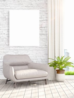 Modern iç boş çerçeve ile. 3D render