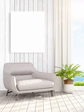 Modern iç boş çerçeve ile. 3D render