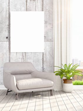 Modern iç boş çerçeve ile. 3D render