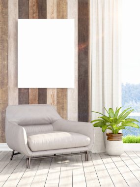 Modern iç boş çerçeve ile. 3D render