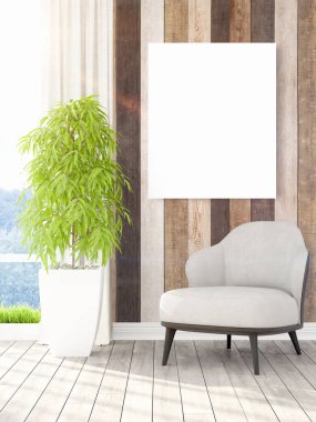 Modern iç boş çerçeve ile. 3D render