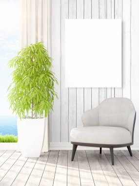 Modern iç boş çerçeve ile. 3D render