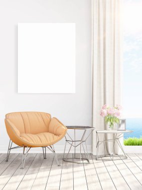 Modern iç boş çerçeve ile. 3D render