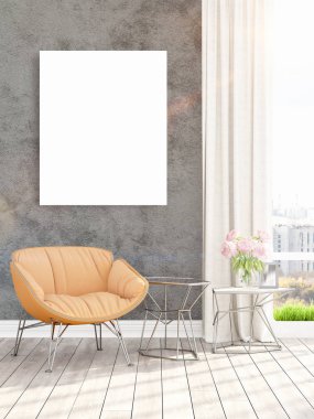 Modern iç boş çerçeve ile. 3D render