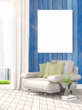 Modern iç boş çerçeve ile. 3D render