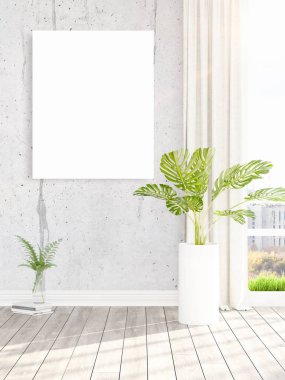 Modern iç boş çerçeve ile. 3D render