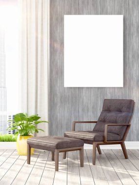 Modern iç boş çerçeve ile. 3D render