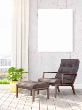 Modern iç boş çerçeve ile. 3D render