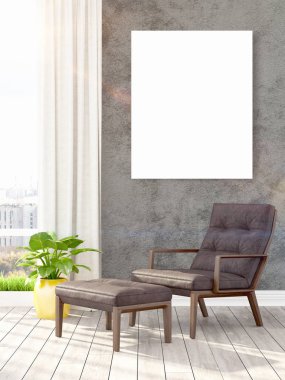 Modern iç boş çerçeve ile. 3D render