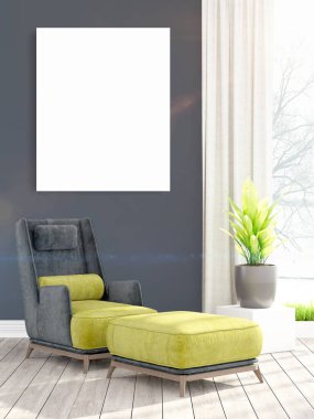 Modern iç boş çerçeve ile. 3D render