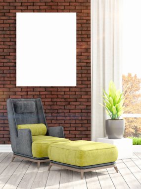 Modern iç boş çerçeve ile. 3D render