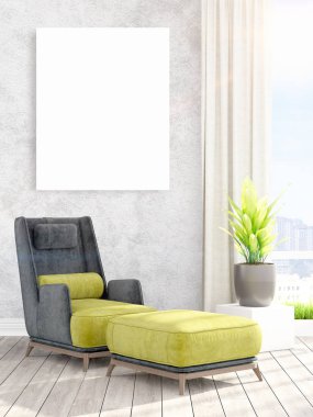 Modern iç boş çerçeve ile. 3D render