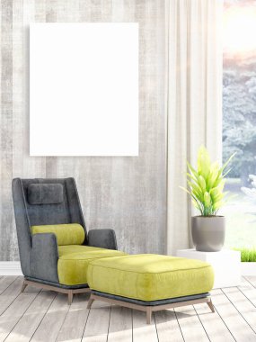 Modern iç boş çerçeve ile. 3D render