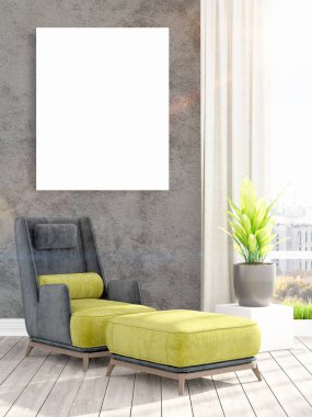 Modern iç boş çerçeve ile. 3D render