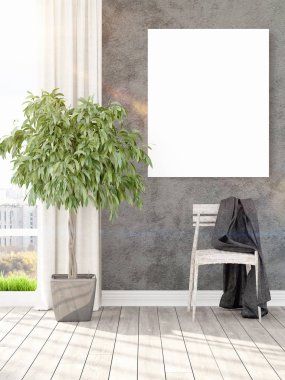 Modern iç boş çerçeve ile. 3D render