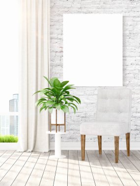 Modern iç boş çerçeve ile. 3D render