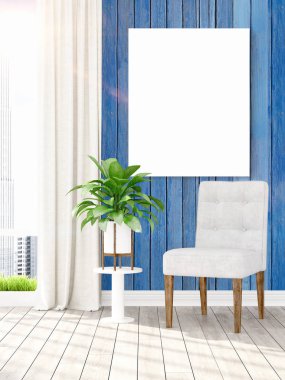 Modern iç boş çerçeve ile. 3D render