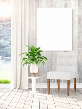 Modern iç boş çerçeve ile. 3D render