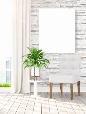 Modern iç boş çerçeve ile. 3D render