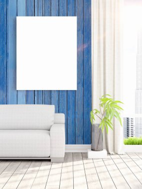 Modern iç boş çerçeve ile. 3D render