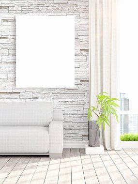 Modern iç boş çerçeve ile. 3D render