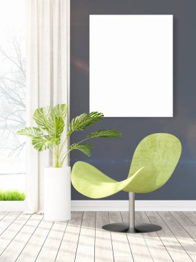 Modern iç boş çerçeve ile. 3D render