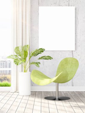 Modern iç boş çerçeve ile. 3D render