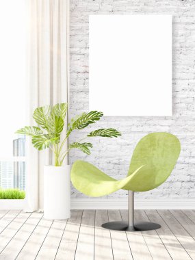 Modern iç boş çerçeve ile. 3D render