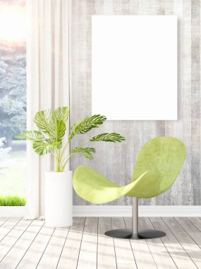 Modern iç boş çerçeve ile. 3D render