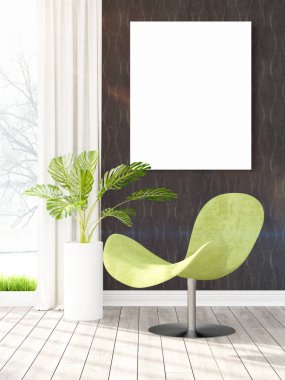 Modern iç boş çerçeve ile. 3D render