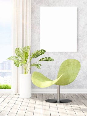 Modern iç boş çerçeve ile. 3D render