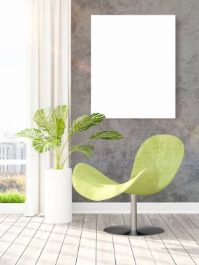 Modern iç boş çerçeve ile. 3D render