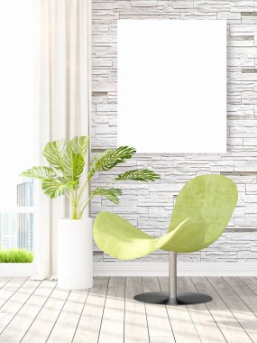 Modern iç boş çerçeve ile. 3D render