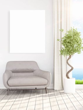 Modern iç boş çerçeve ile. 3D render