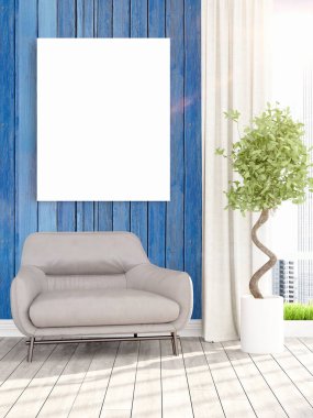 Modern iç boş çerçeve ile. 3D render