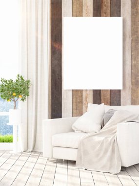Modern iç boş çerçeve ile. 3D render