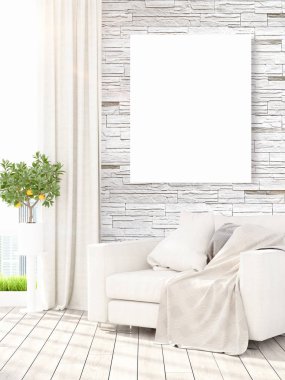 Modern iç boş çerçeve ile. 3D render