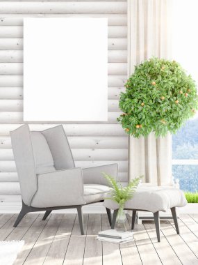 Modern iç boş çerçeve ile. 3D render