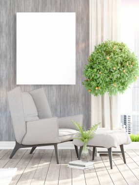 Modern iç boş çerçeve ile. 3D render