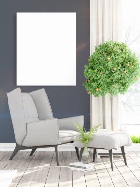 Modern iç boş çerçeve ile. 3D render