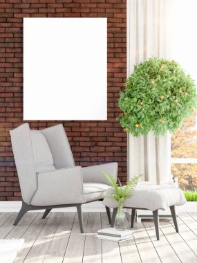 Modern iç boş çerçeve ile. 3D render