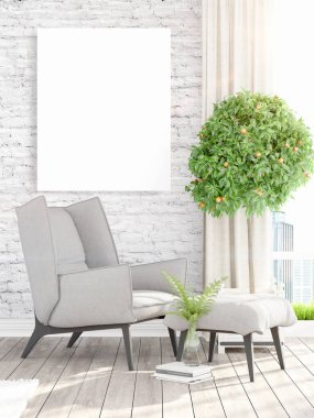 Modern iç boş çerçeve ile. 3D render