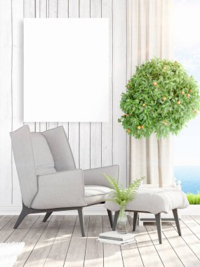 Modern iç boş çerçeve ile. 3D render