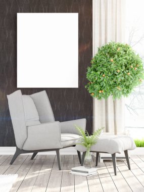 Modern iç boş çerçeve ile. 3D render