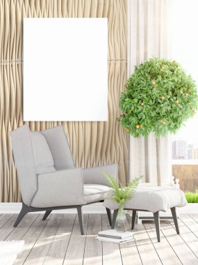 Modern iç boş çerçeve ile. 3D render