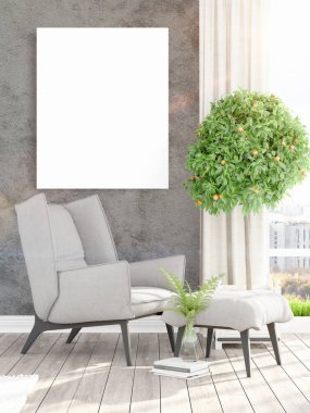 Modern iç boş çerçeve ile. 3D render