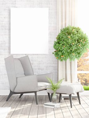 Modern iç boş çerçeve ile. 3D render