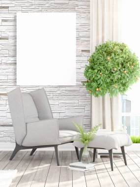 Modern iç boş çerçeve ile. 3D render