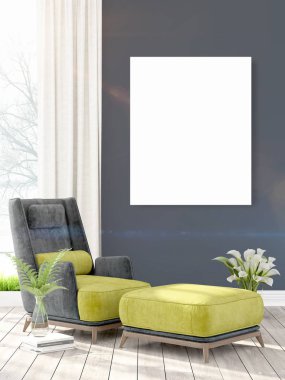 Modern iç boş çerçeve ile. 3D render